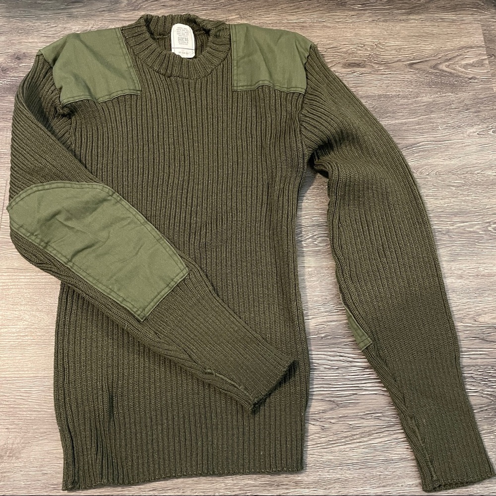 Knitted Olive Green Wool Sweater Vintage